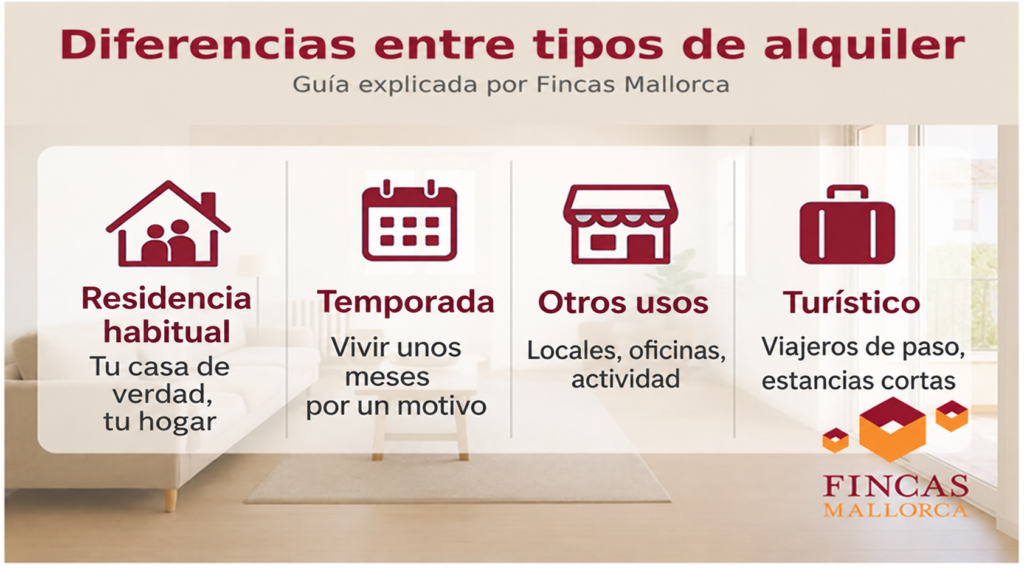 Tipos de alquiler Diferencias entre alquiler de residencia habitual, temporada, otros usos y turístico