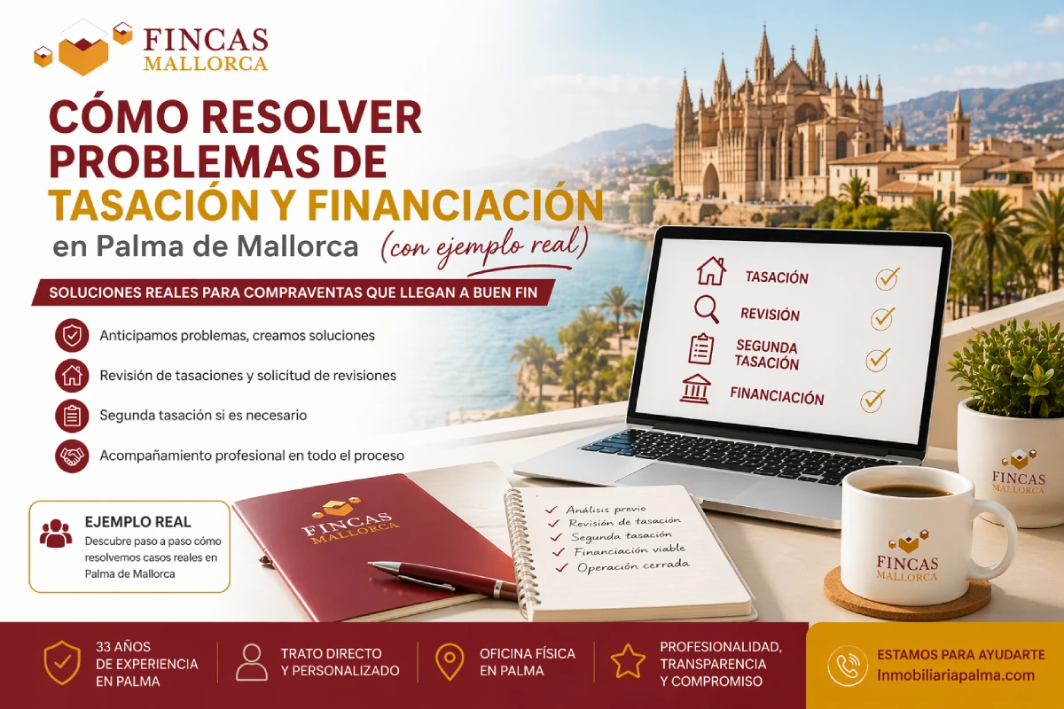 Problemas de tasación y financiación en Palma de Mallorca solucionados con ejemplo real por Fincas Mallorca