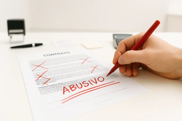 corrigiendo y señalando cláusulas abusivas en contrato