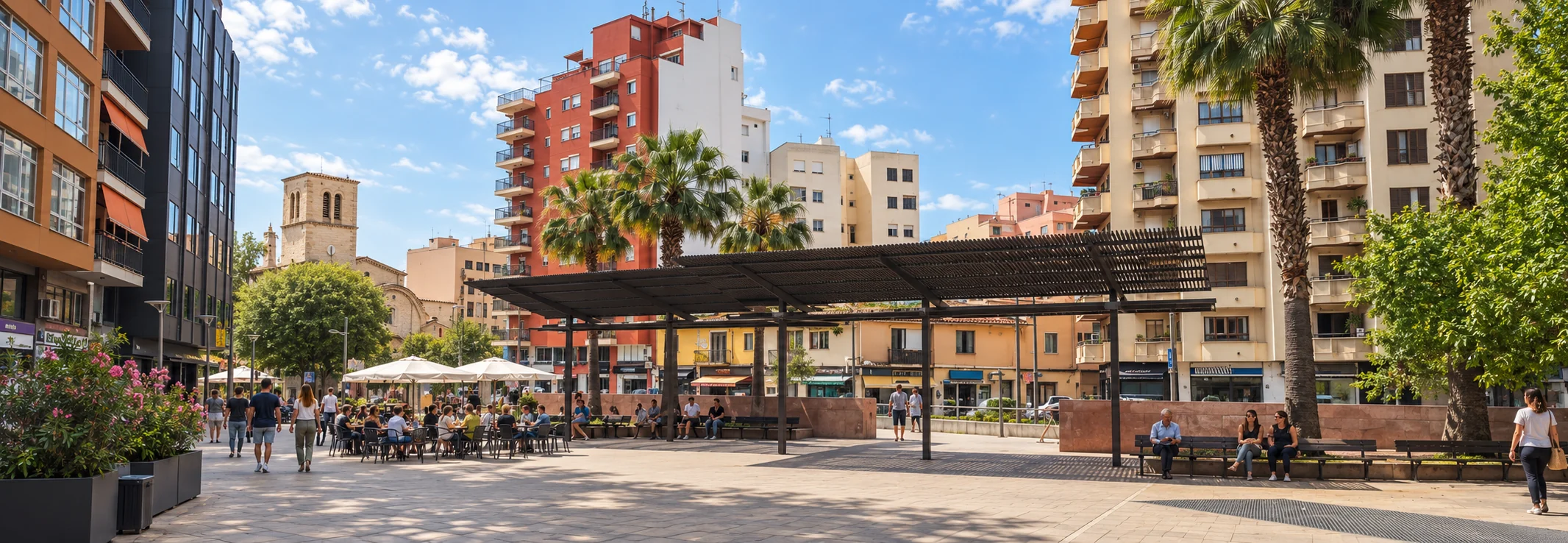 es forti plaza madrid recreacion ia hero Recreación fotográfica con IA de Plaza Madrid, en el barrio de Es Fortí de Palma