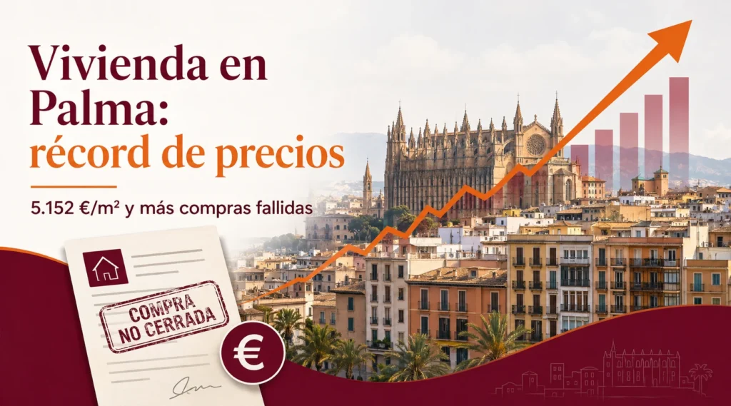 vivienda en palma record precios Vivienda en Palma de Mallorca con precios récord de 5.152 euros por metro cuadrado y aumento de compras fallidas