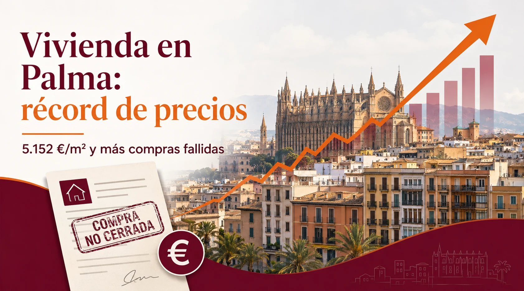 Vivienda en Palma de Mallorca con precios récord de 5.152 euros por metro cuadrado y aumento de compras fallidas
